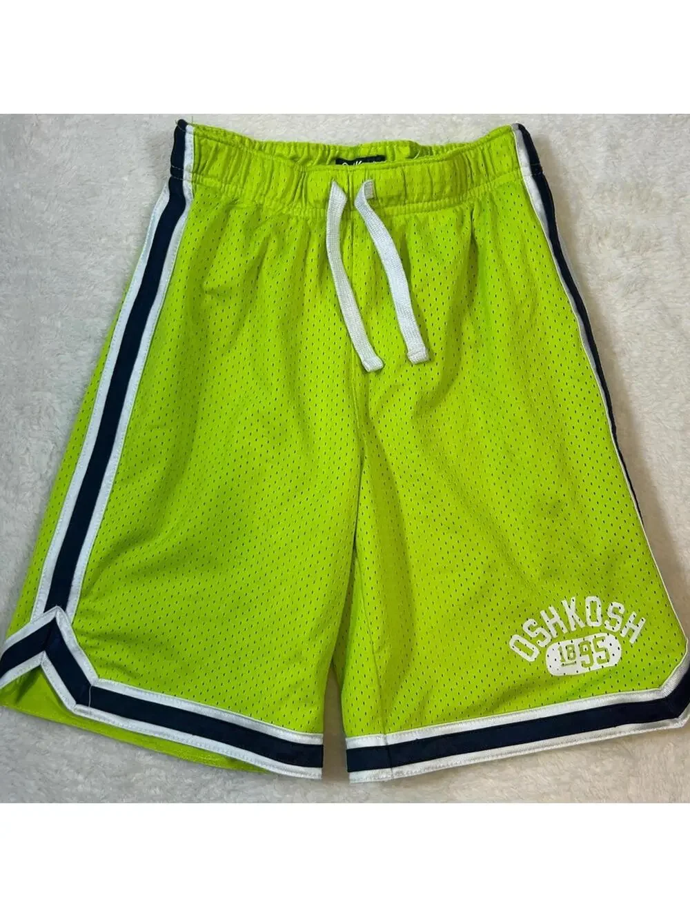 OshKosh B’gosh Boys Green Mesh Basketball Shorts Athletic Striped Activewear